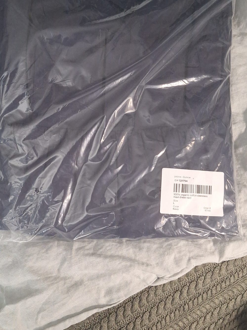 Quince 100% Organic Cotton Sleeveless Maxi Dress Navy L NWT - Picture 3 of 4